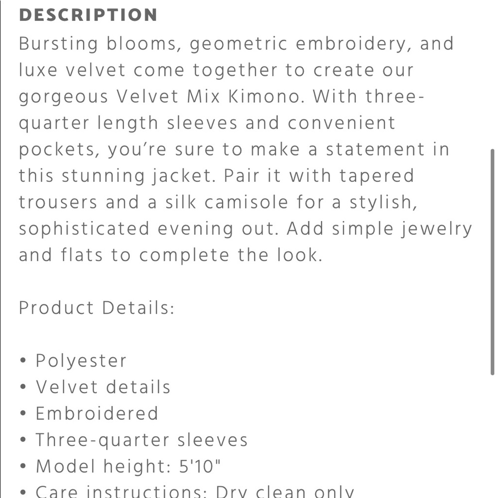 Johnny Was Velvet Mix Kimono - Picture 6 of 6